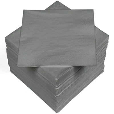 Imagen de HEKU 100 servilletas monocromáticas, 3 capas, 33 x cm, calidad uniforme para eventos y gastronomía, práctico paquete de 5 unidades, muy absorbente elegante, gris