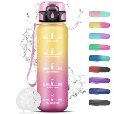 Imagen de Botella de Agua, Agua Deporte 500ml, Prueba Fugas, Niños, Apertura con un Solo Botón, Cantimplora para Adulto, Gimnasio, Escuela, Oficina, Bicicleta Infusión