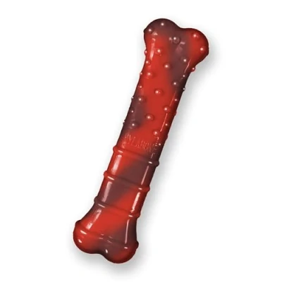 Imagen de Nylabone Juguete Masticable En Forma de Hueso para la Higiene Dental Perros con Mordida Agresiva, Textura, Sabor A Jerky Ternera, Adultos hasta 11 Kilos