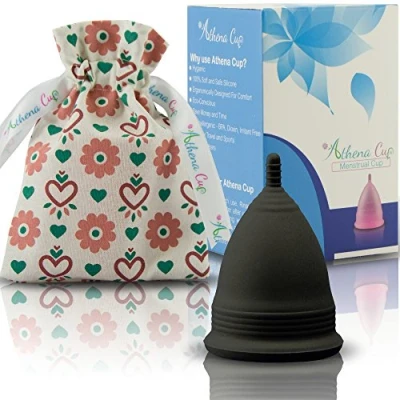 Imagen de Athena copa menstrual La más recomendada Incluye una bolsa de regalo Talla 1, Negro liso ¡Ausencia pérdidas garantizada!