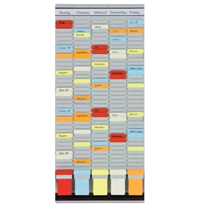 Imagen de Franken PV SET2 Expositor para organizar las tareas semanales de la oficina mediante tarjetas (31,5 x 78 cm, 35 filas por columna, en alemán)