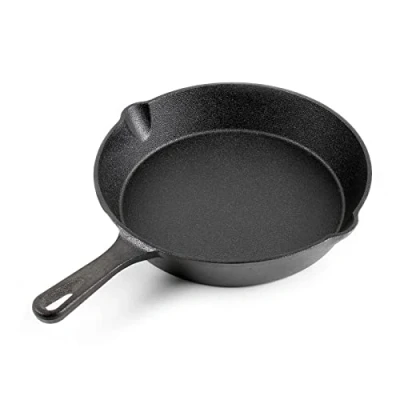 Imagen de WilTec Sartén de Hierro Fundido Ø25cm con Mango Efecto Antiadherente para Todo Tipo cocinas y cocinar al Aire Libre Grill