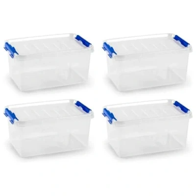 Imagen de AC Pack de 4 Cajas ordenación plástico Transparente con asa, N.º 26. Contenedor para almacenar Juguetes, Libros, Ropa, Mantas. Capacidad 8 litros. Dimensiones Aprox.: 34 x 22,5 15,5 cm