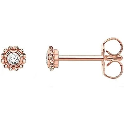 Imagen de THOMAS SABO Pendientes Individuales Flor Piedra Blanca Plata Chapada H2137 416 14, Oro Rosa