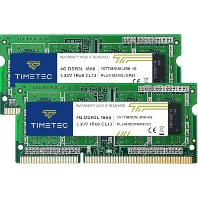Imagen de Timetec Hynix IC DDR3L 1866 MHz PC3 14900 sin búfer, ECC, 1.35 V CL13 de un Solo Rango 204 Pines SODIMM (8GB Kit(2x4GB) 1866MHz)