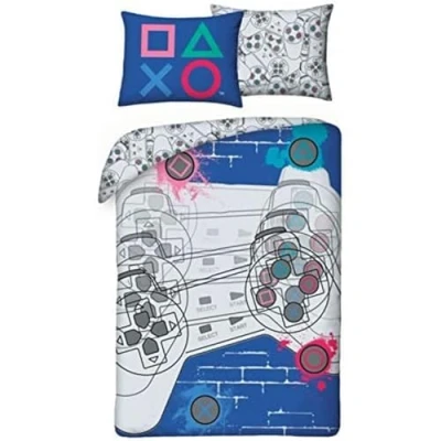 Imagen de Halantex Juego de funda nórdica 140 x 200 cm y almohada Playstation 100% algodón