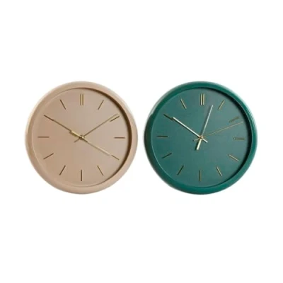 Imagen de Home ESPRIT Reloj de Pared Verde Rosa PVC Moderno 30 x 4 cm (2 Unidades)