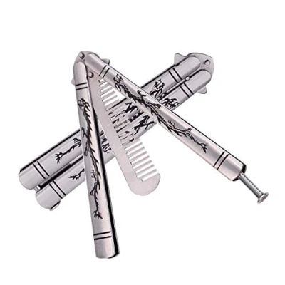 Imagen de XBC Tech 1 unids Dragon Totem Acero Inoxidable Práctica Mariposa Cuchillo Entrenador y Peine Trainer