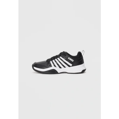 Imagen de K Swiss Court Express 2 Tenis para hombre, Negro/blanco/verde neón suave, 42.5 EU
