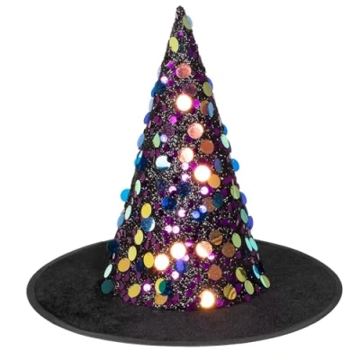 Imagen de Boland 00909 Sequina Sombrero de bruja con lentejuelas brillantes, bruja, mago, disfraz, carnaval, fiesta temática