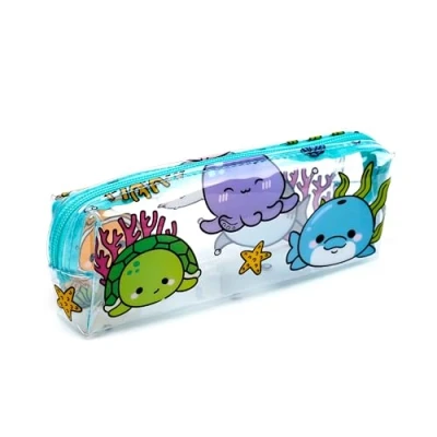 Imagen de Puckator Estuche portalápices Transparente Océano Animales Dulces, Multicolor, de PVC con Apertura Cremallera