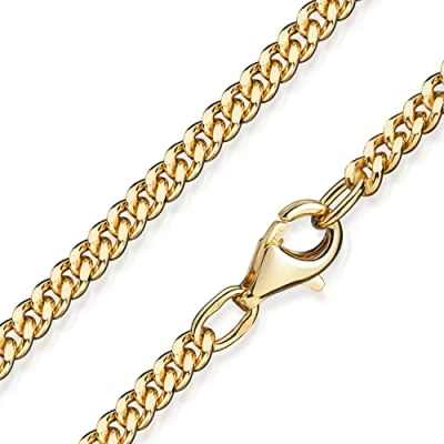 Imagen de MATERIA by Matthias Wagner Cadena de eslabones 2,7 mm Plata 925 chapada en oro diamantada para hombre y mujer, esterlina