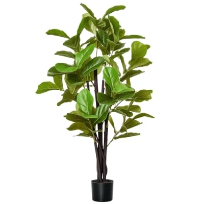 Imagen de HOMCOM Ficus Artificial 130 cm Planta con 78 Hojas y Maceta Decorativa para Interior Exterior Hogar Salón Oficina Verde