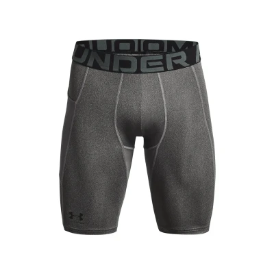 Imagen de Under Armour UA HG Long shorts Pantalones deportivos cortos, para hombre transpirables y de secado rápido, color gris carbón/negro