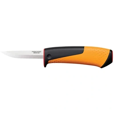 Imagen de Fiskars Cuchillo para artesanía, Incluye funda con afilador, 20,9 cm, Negro/Naranja/Rojo, 1023620