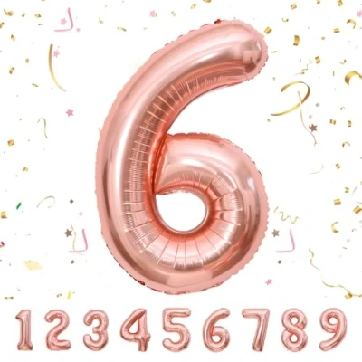 Imagen de Globos de Cumpleãnos 6 Oro_rosa,101 CM Globo Numeros Gigantes Grandes Decoracion,Globo Numero 6,Globos Niño Niña Adultos,Vuelan con Helio…