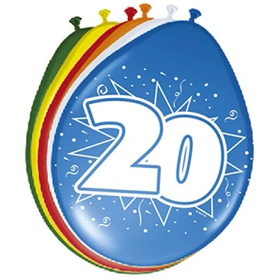 Imagen de Folat 20 Año Globos para Fiesta Decoración Multicolor 12In/30cm 8 Piezas