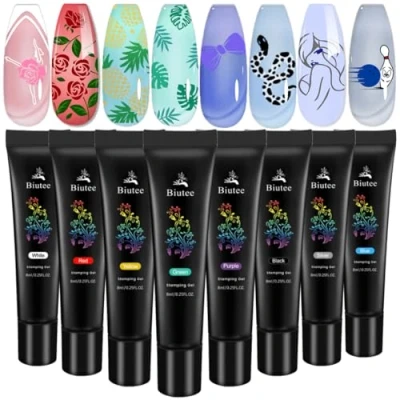 Imagen de Biutee Placas Estampacion Uñas, Nail Stamping Set, Gel Set 8ml * 8