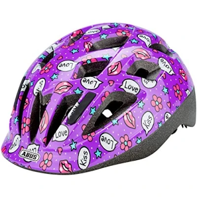 Imagen de ABUS Casco infantil Smooty 2.0 de ciclismo robusto para niños pequeños en el asiento del copiloto niñas y Morado con dibujo, talla S