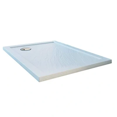 Imagen de Plato de Ducha 80x100x4cm Rectangular Acrílico Borde Realzado Blanco Efecto Piedra Mod. Flower