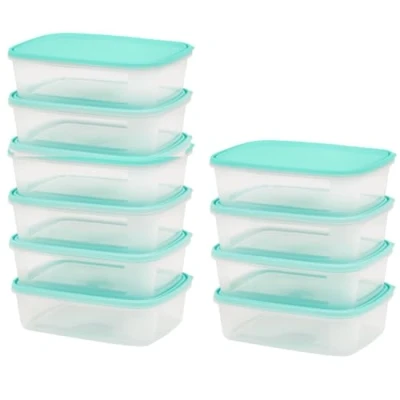 Imagen de Checkmart Recipientes de 1 Compartimento para comida Plástico Sin BPA con Tapas Herméticas Apilables y Reutilizables Aptos Microondas, Congelador Lavavajillas Set 10