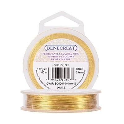Imagen de BENECREAT 60m Alambre de Cobre Cable Metálico Accesorios manualidad para Diseño Bisutería Dorado Calibre 26