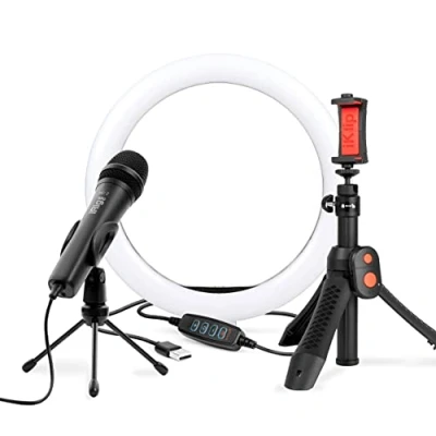 Imagen de iRig Video Creator HD Bundle kit profesional de vídeo y streaming para smartphones (micrófono condensador mano USB HD, convertidor 24 bits, soporte móvil, iOS Android) negro