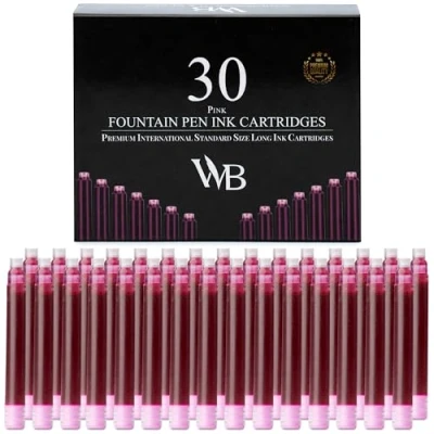 Imagen de Wordsworth &amp; Black Recambios De Tinta Para Pluma Estilográfica 30 Cartuchos Rosa Tamaño Estándar Internacional Longitud Apr 2.04&quot; Diámetro La Base 0.24&quot;