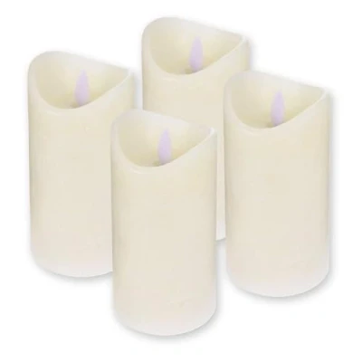 Imagen de ToCi Juego de 4 velas LED cera auténtica sin llama, con llama móvil y temporizador, color crema, diámetro 7,5 x 15 cm