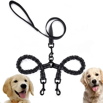Imagen de Edipets, Correa Doble para Perros, Extensible, Reflectante, Antitirones, 360º, sin Enredos, Adiestramiento, Dos Pequeño, Mediano y Grande
