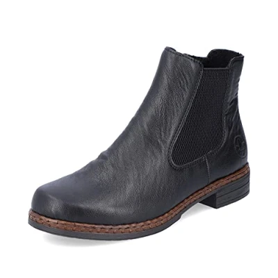 Imagen de Rieker Mujer Botines 75170, señora Botas Chelsea,Botas,Medias Botas,botín,Bota de Deslizamiento,Plano,Negro (Schwarz / 00),36 EU 3.5 UK
