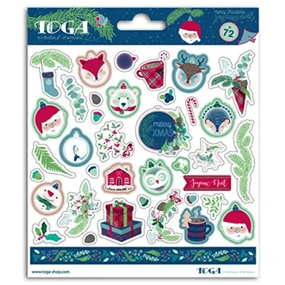 Imagen de Toga Stickers Scottish Christmas, azul, verde y burdeos, talla única