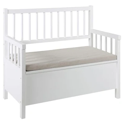 Imagen de AC Design Furniture Thomas Banco Blanco con Almacenaje, para Hall de Entrada, Muebles Zapatos, An: 90 x Prof: 48 Al: 85 cm
