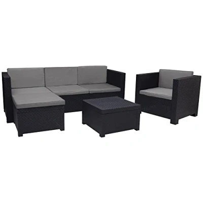 Imagen de Shaf Manhattan Set Muebles de Salon Exterior Conjunto Jardin 5 Plazas Fabricado en España con Materiales Reciclados Color Grafito