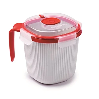 Imagen de Snips, Taza Microondable para bebidas calientes y sopas, Microondas 0.70 LT, Vaso 14.5 x 12 cm, Color Blanco rojo, Made in Italy