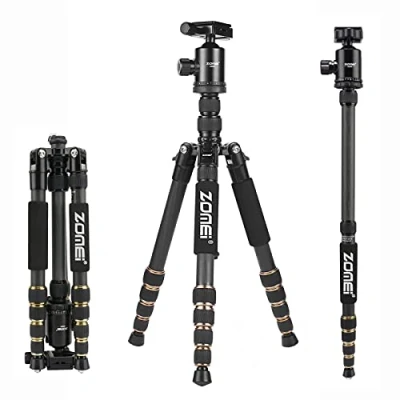 Imagen de Zomei Z669C Trípode con Rotula para cámaras DSLR (Altura máxima 1.5 m, Carga 17 kg), Negro