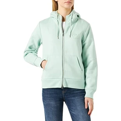 Imagen de GANT Reg Tonal Shield Zip Hoodie Sudadera con Capucha, Minty Green, L para Mujer
