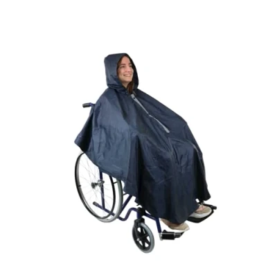 Imagen de KMINA Poncho de Lluvia para Silla Ruedas (Forro Interior Térmico), Chubasquero Impermeable, Capa con Forro, Impermeable Cremallera