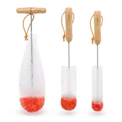Imagen de ATDDO Juego de 3 Cepillo Limpia Botellas Compatible con Sodastream Botellas, Limpiador por Dentro para Limpiar Cristal Biberones
