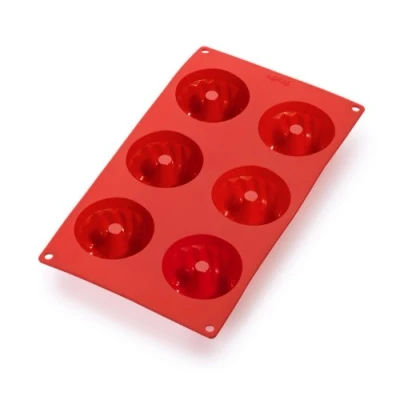 Imagen de Lékué Molde repostería Mini Savarin, silicona platino Rojo, 6 cavidades