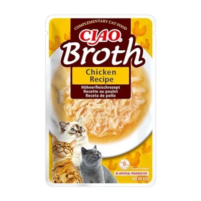 Imagen de INABA caldo Churu, para gatos, receta de aperitivos pollo, premios con proteínas animales, sin cereales, conservantes, colorantes, lima, 1 x 40 g