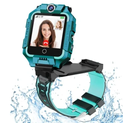 Imagen de OKYUK 4G Reloj Inteligente para niños, 2022 Smart Watch Seguro a Prueba de Agua, Rastreador GPS, Llamadas, Cámara SOS WiFi, Niños/Estudiantes, Cumpleaños 4 10Y (Cyan T10)