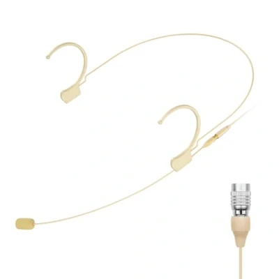 Imagen de KIMAFUN Micrófono de Diadema Headworn Profesional Colgante Condensador Compatible con el Transmisor Bolsillo del Sistema Inalámbrico Audio Technica, Beige, HC 810 T4