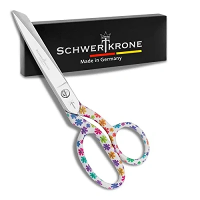 Imagen de Schwertkrone Tijeras de costura forjadas 20 cm, hechas en Alemania, para manualidades, mango flores