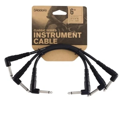 Imagen de D&#039;Addario Cable de Guitarra Conexión Instrumento Serie Classic 1/4 Pulg Macho a 0.1524 Metros Ángulo Recto 3 Paquete