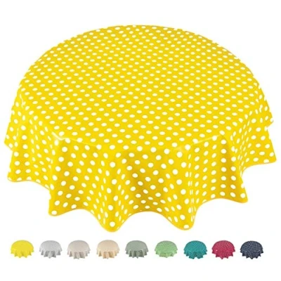 Imagen de Home Direct Mantel de Hule, Redondo 140 cm Lunares Amarillo