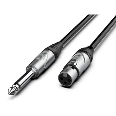 Imagen de Audibax Silver Cable XLR Hembra a Jack Mono Longitud 6 Metros Conectores OFC de Alta Transmisión Señal Recubrimiento PVC Máximo Aislamiento Diámetro mm Color Negro