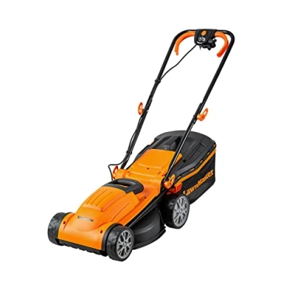 Imagen de LawnMaster MEB1434M Cortacésped Eléctrico 1400W 34cm, Altura de Corte 6 Niveles 20 70 mm, Bolsa Recogida 32L