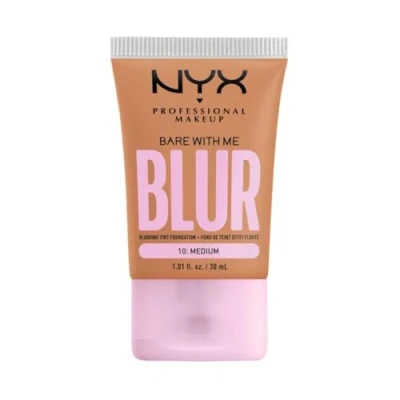 Imagen de NYX Professional Makeup Bare with Me Blur Skin Tint, Base de maquillaje difuminadora, Hidratación hasta 12H, Acabado Mate, Tono: Medium