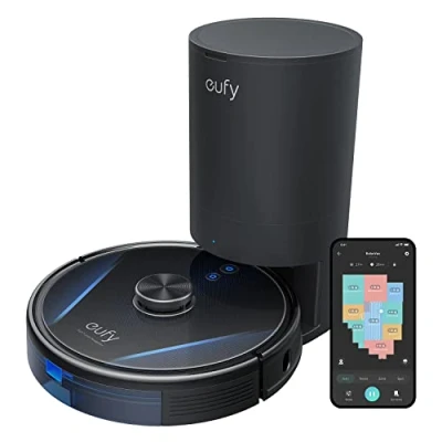 Imagen de eufy RoboVac LR30 Hybrid+ Robot aspirador y fregasuelo, vaciado auto, 60 días capacidad, Navegación Láser iPath, 3000 Pa succión, escaneado varios pisos, control avanzado aplicación,funciona con Alexa